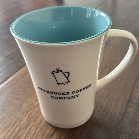 2006 Starbucks Coffee Company Ceramic Coffee Tea Mug White‎ Blue 12oz - Picture 1 of 10